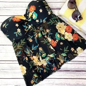 Kona Sol black tankini floral top